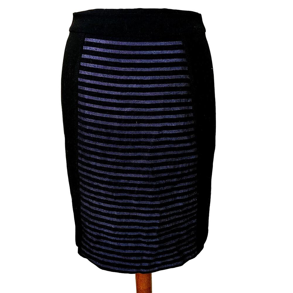 Halogen Black and Gray Striped Pencil Skirt Size 2